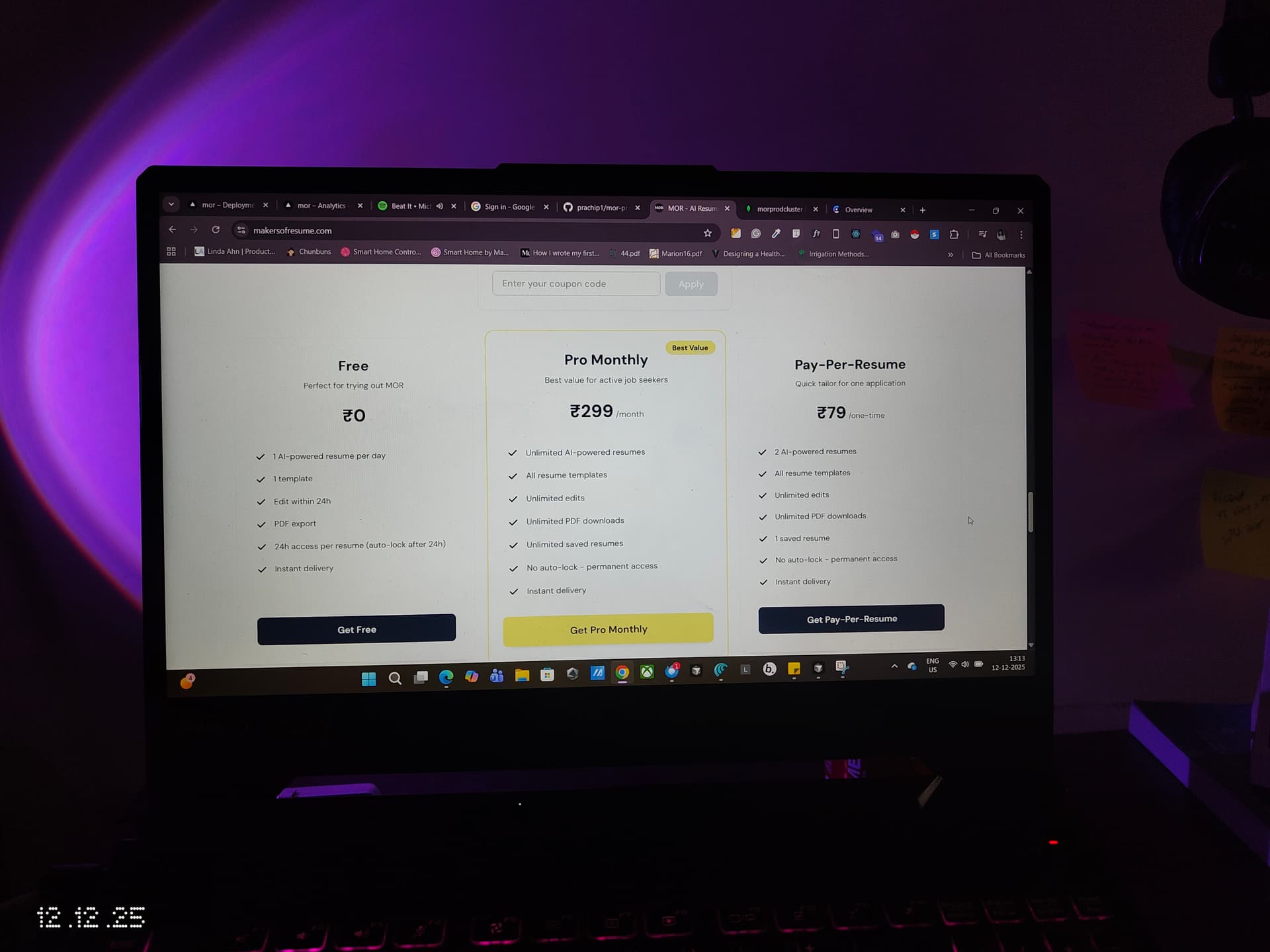 Change in Pricing for free plan.